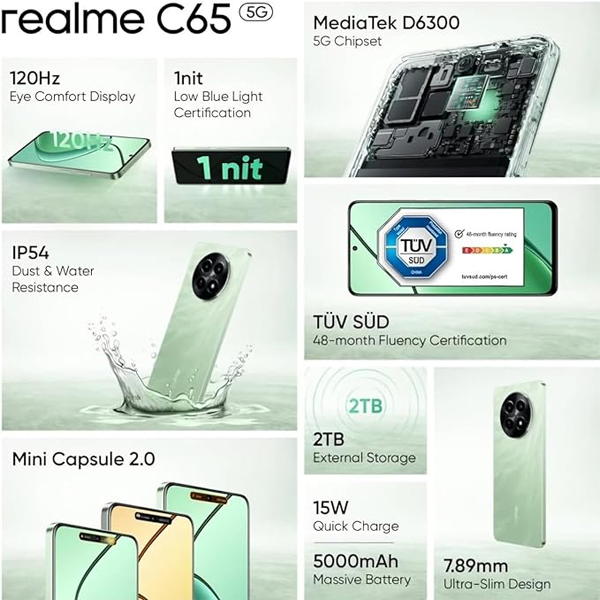 Buy Realme C65 5G (4 GB RAM, 128 GB) Feather Green Mobile Phone - Vasanth and Co